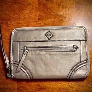 Vera Wang Metallic Silver Wristlet Clutch